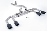 Milltek Sport exhaust system parts for 2022-2024 Volkswagen Golf Mk8 R 2.0 TSI 320PS (part SSXVW705): pipework, silencers and black tailpipe tips