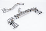 Milltek Sport exhaust system parts for 2014-2016 Volkswagen Golf MK7 R 2.0 TSI 300PS (part SSXVW713): pipework, silencers and polished silver tailpipe tips