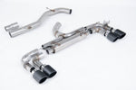 Milltek Sport exhaust system parts for 2014-2016 Volkswagen Golf MK7 R 2.0 TSI 300PS (part SSXVW717): pipework, silencers and black tailpipe tips