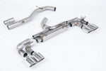 Milltek Sport exhaust system parts for 2014-2016 Volkswagen Golf MK7 R 2.0 TSI 300PS (part SSXVW718): pipework, silencers and polished silver tailpipe tips