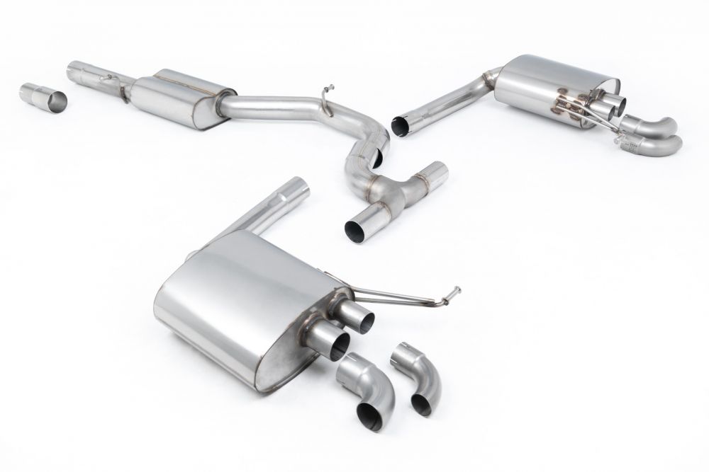 Milltek Sport exhaust system parts for 2022+ Volkswagen Arteon 2.0TSI 280PS 4Motion (part SSXVW721): pipework, silencers and polished silver tailpipe tips