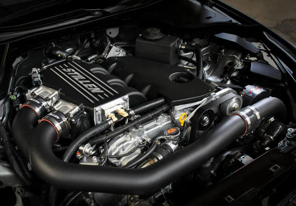 wide view of Stillen Supercharger Tuned System [Black] for Nissan 370Z [Z34] (Base and Touring) 2012-2014 fitted inside a car
