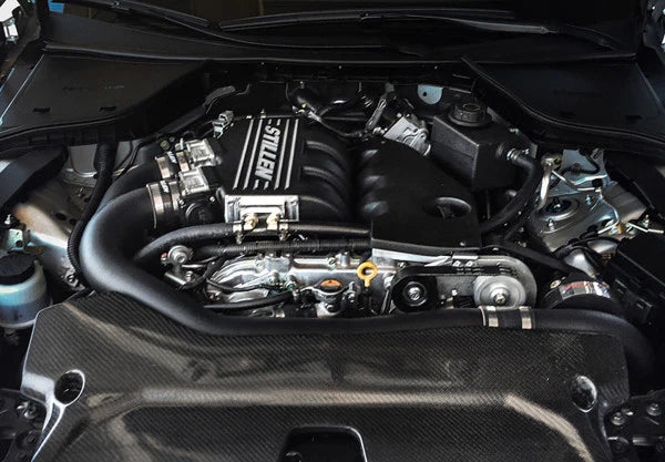 wide view of Stillen Supercharger Tuned System [Black] for Nissan 370Z [Z34] 2012-2014 fitted inside a car