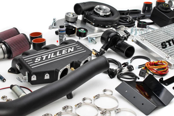 wide view of Stillen Supercharger Tuned System [Black] for Nissan 370Z [Z34] 2012-2014 with white background