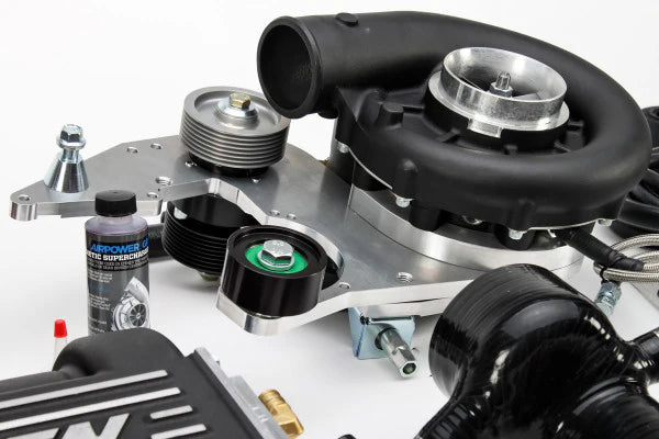 wide view of Stillen Supercharger Tuned System [Black] for Nissan 370Z [Z34] (Base and Touring) 2012-2014 on a white background