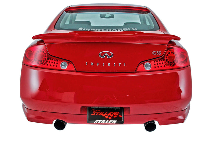wide view of Stillen Rear Valance for Infiniti G35 Coupe 2003-2007 fitted inside a car