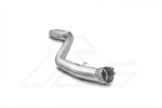 A top view of Fi EXHAUST Valvetronic Cat-Back System for Toyota MK5 A90 Supra 2.0T 2019+ downpipe with white background