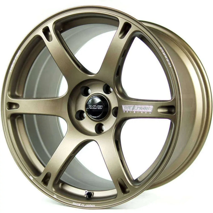 A front view of Volk Racing TE037 6061 Wheel 18x9.5 5x120 20mm Bronze with white background