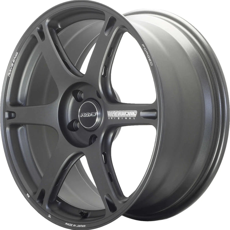A front view of Volk Racing TE037 6061 Wheel 19x10.5 5x114.3 35mm Gray with white background 