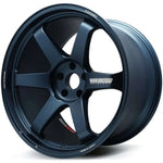 A front view of Volk Racing TE37 Saga S-plus Wheel 18x10 5x114.3 35mm Mag Blue with white background