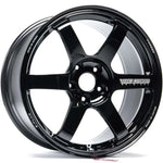 A front view of Volk Racing TE37 Saga S-plus Wheel 18x9.5 5x112 20mm Gloss Black with white background