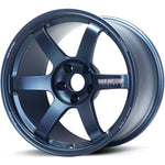 A front view of Volk Racing TE37 Saga S-plus Wheel 18x9.5 5x112 20mm Matte Blue Gunmetal with white background