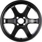 A front view of Volk Racing TE37 Sonic Wheel 16x8 4x100 25mm Diamond Dark Gunmetal with white background