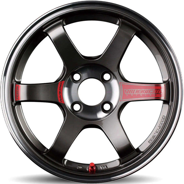 A front view of Volk Racing TE37 Sonic SL Wheel 16x7 4x100 47mm Pressed Graphite with white background