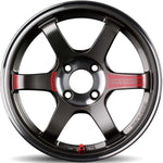 A front view of Volk Racing TE37 Sonic SL Wheel 16x7 4x100 24mm Pressed Graphite with white background