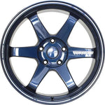 A front view of Volk Racing TE37 Ultra Wheel 19x10.5 5x112 35mm Mag Blue with white background
