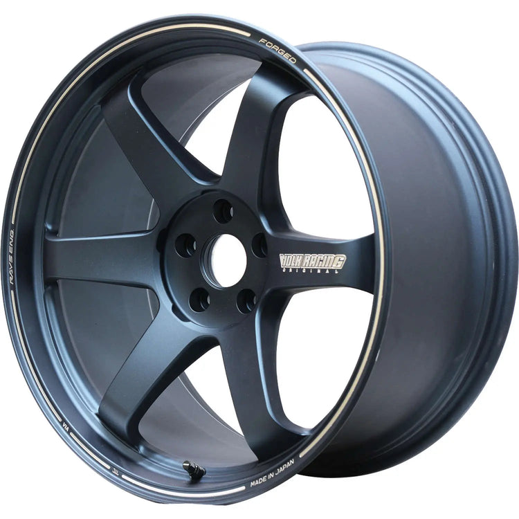 A front view of Volk Racing TE37 Ultra Wheel 19x10.5 5x114.3 32mm Blue Gray with white background