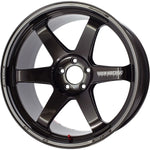 A front view of Volk Racing TE37 Ultra Wheel 19x9.5 5x114.3 22mm Hyperblack with white background