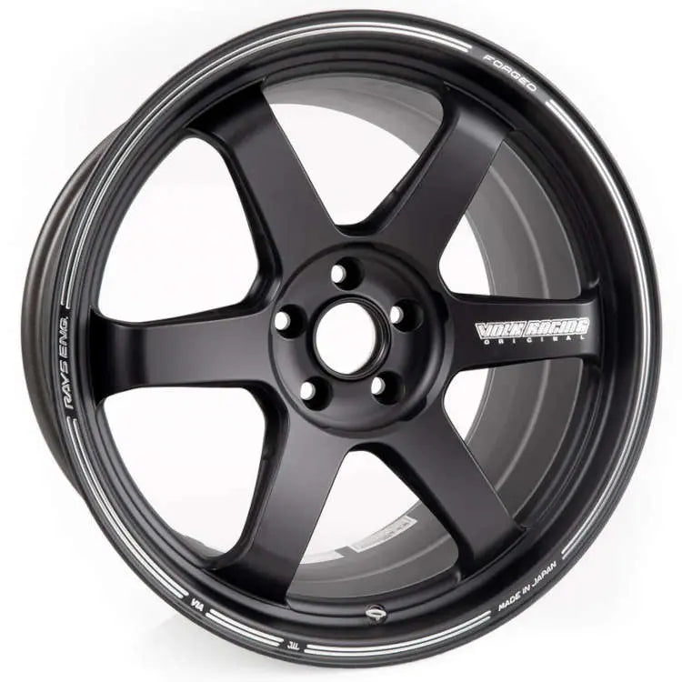 A front view of Volk Racing TE37 Ultra Track Edition II Wheel 20x10 5x114.3 41mm Blast Black with white background