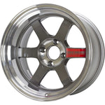 A front view of Volk Racing TE37V Wheel 17x9.5 5x114.3 15mm Gunmetal Gray with white background