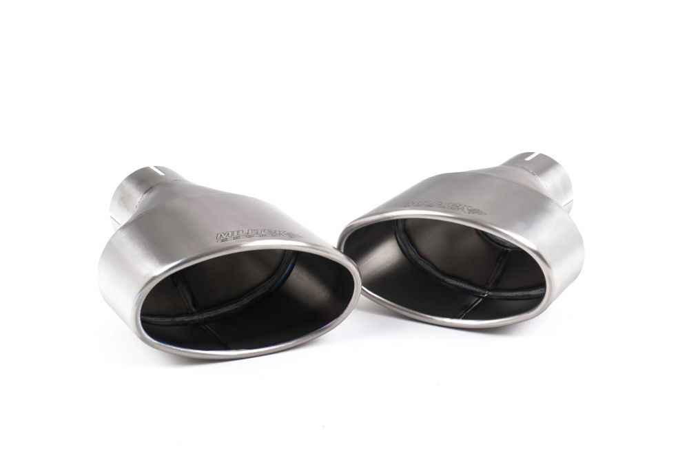 Close-up of titanium oval Milltek Sport exhaust tips for the 2016+ Audi TT Mk3 TTRS 2.5TFSI Quattro