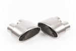 A front view of Milltek Oval Brushed Titanium Tips with white background