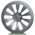 A view of the Titan 7 T-LD1 FORGED 10 SPOKE EV with a white background in Satin Titanium for Tesla Model 3 2017+