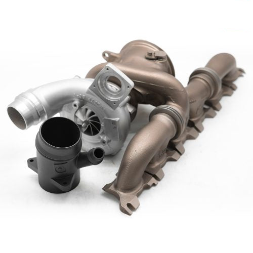 A top wide view of Pure Turbos Turbo Upgrade Pure650 for BMW B58 (G-Chassis) 2020+ with white background