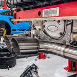 A close up view of exhaust tips of Shark Werks Track Exhaust for Porsche 991 / 991.2 GT3 / RS fitted on a car