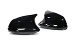 wide view of TRE Gloss Black M Style Wing Mirror Unit for BMW FX 2010+ with white background