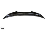 Wide view of TRE Pre-Preg Carbon Fibre Ducktail Rear Spoiler for Audi A3 / S3 / RS3 8Y 2021+ with white background