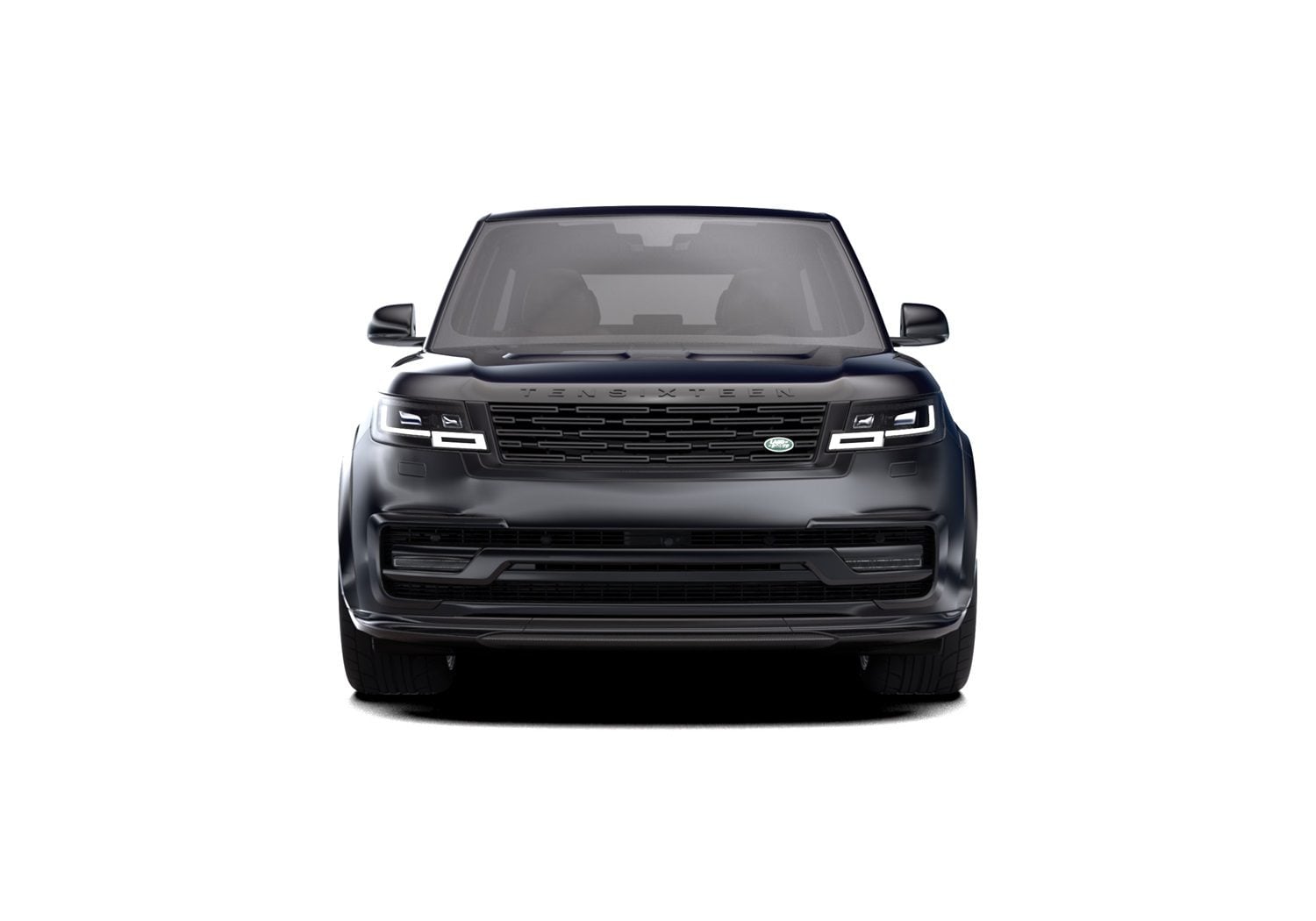 Black Range Rover Vogue front view with the 1016 full body kit, render
