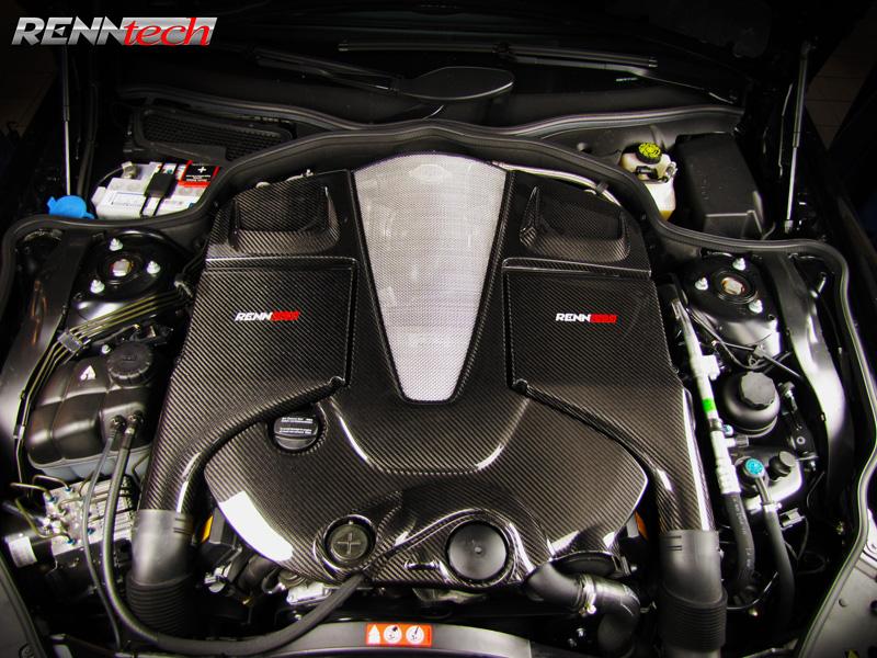 V12 engine bay with RennTech intake parts fitted - R1 Performance Package for the 2003-2006 CL 600
