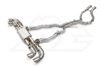 A top view of FI Exhaust Valvetronic Exhaust System For Aston Martin V8 Vantage | For Quad Tips Sport Exhaust Only | 2018+ with white background