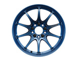 A front view of Volk Racing CE28SL Wheel 18x9.5 5x120 35mm Mag Blue with white background