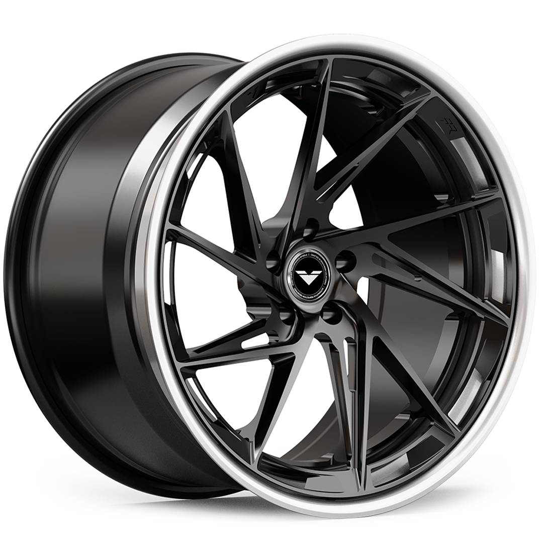 Vorsteiner FR-Aero 304 wheel in a black finish, angled view
