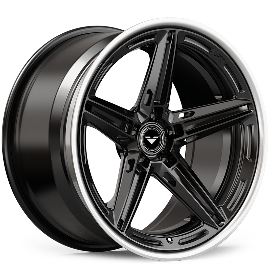Vorsteiner FR-Aero 307 wheel in a black finish, angled view