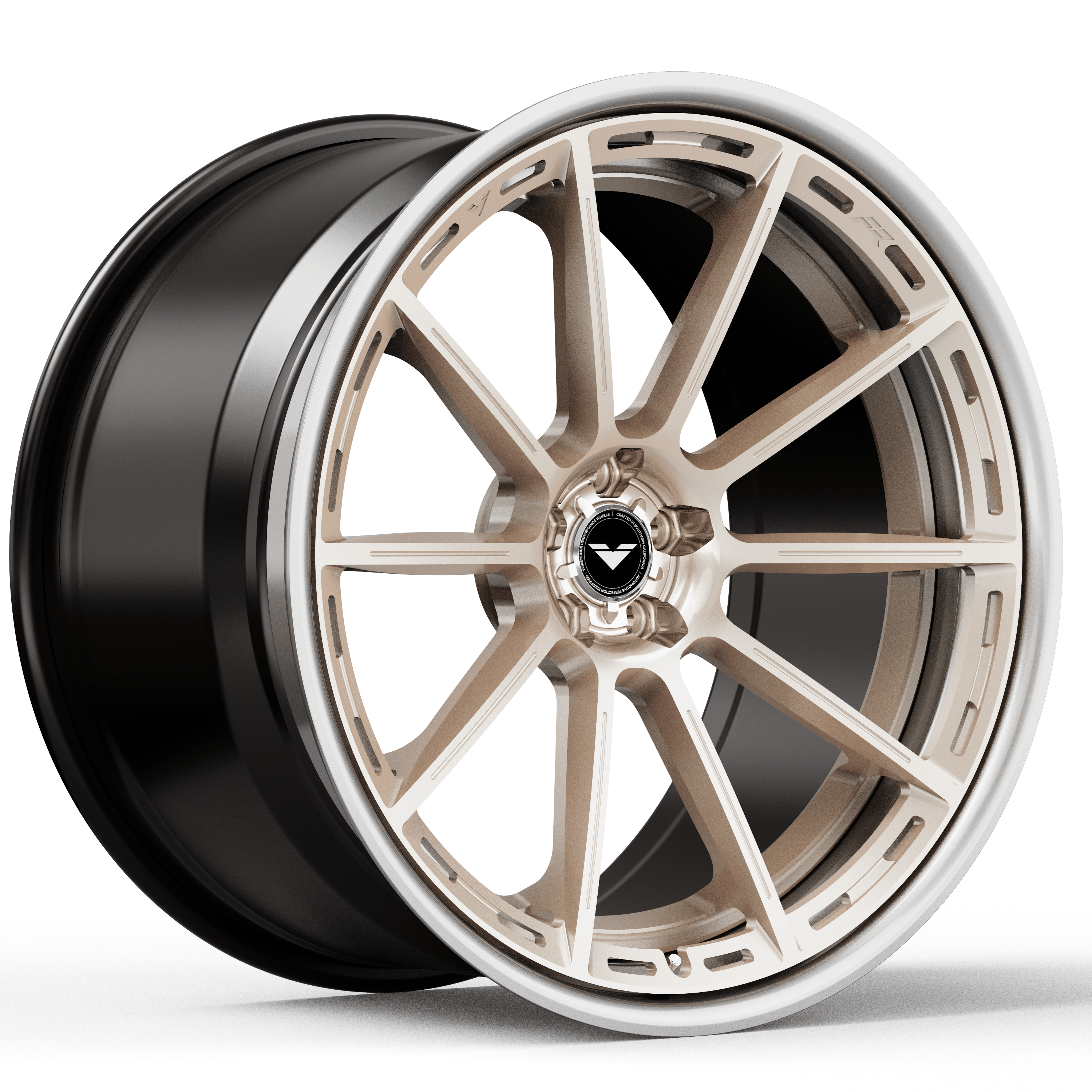Vorsteiner FR-Aero 310 wheel in a bronze finish, angled view