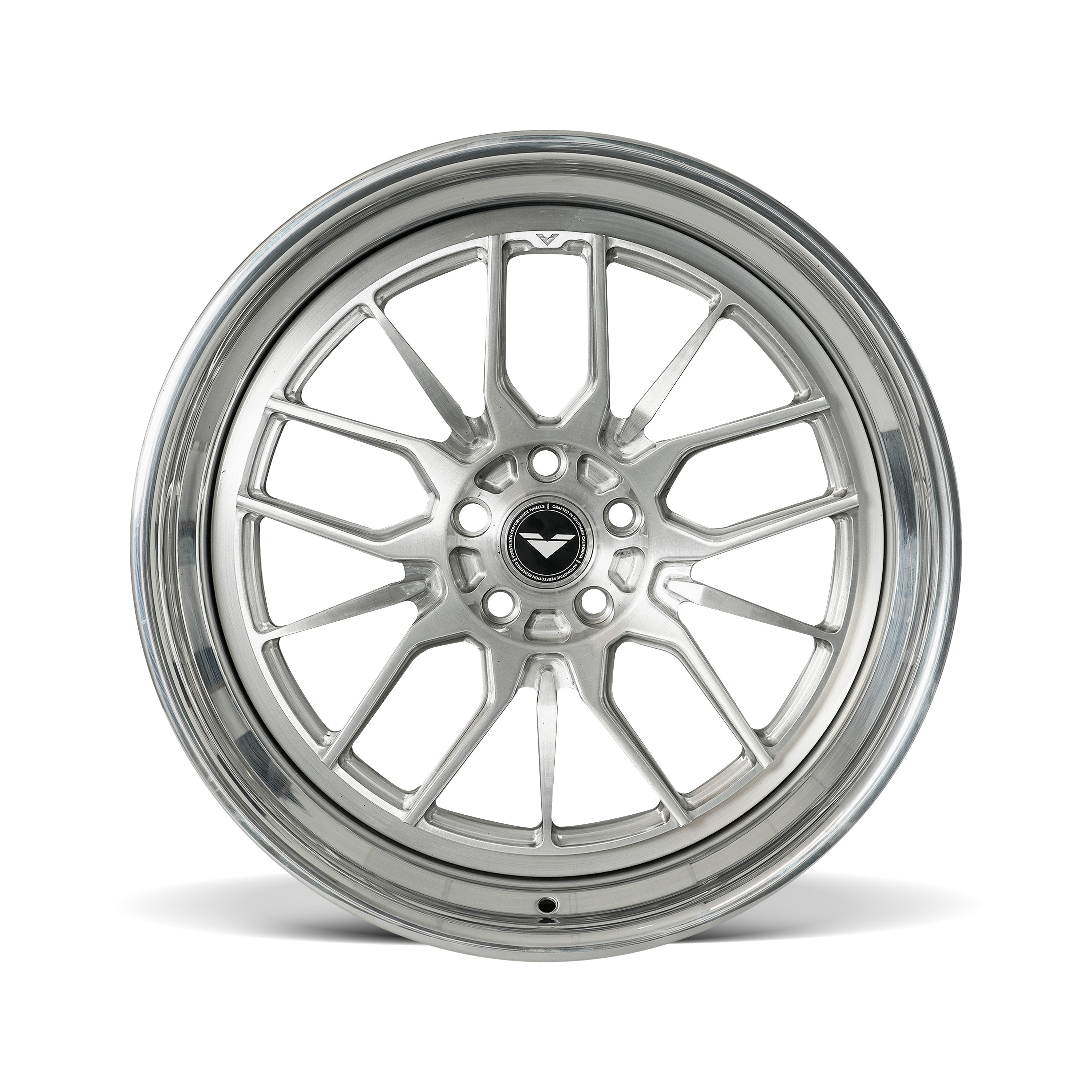 Vorsteiner VC-321 wheel in Brushed Clear with polished lip, front face view