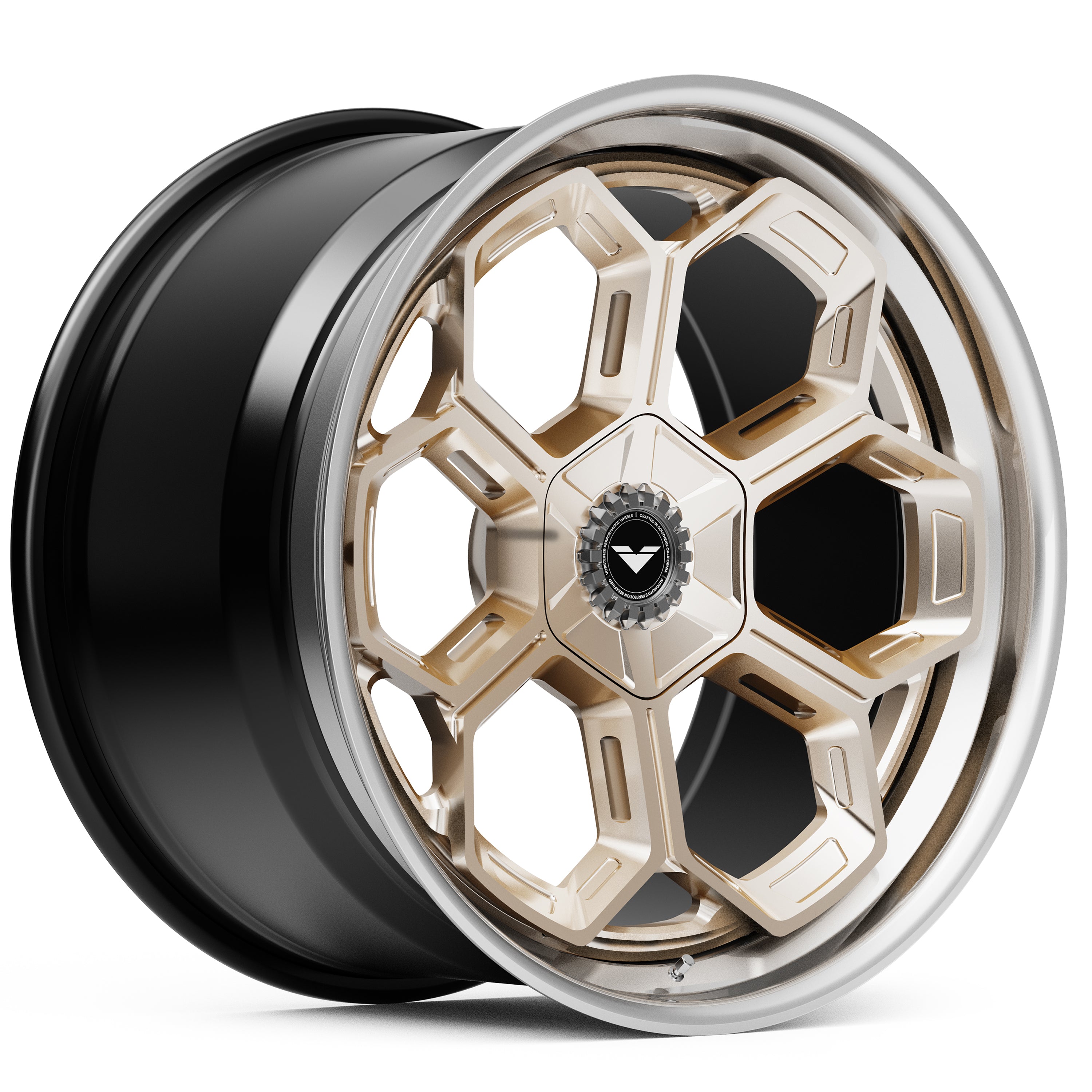 Vorsteiner VC-322 wheel in a bronze finish, angled view