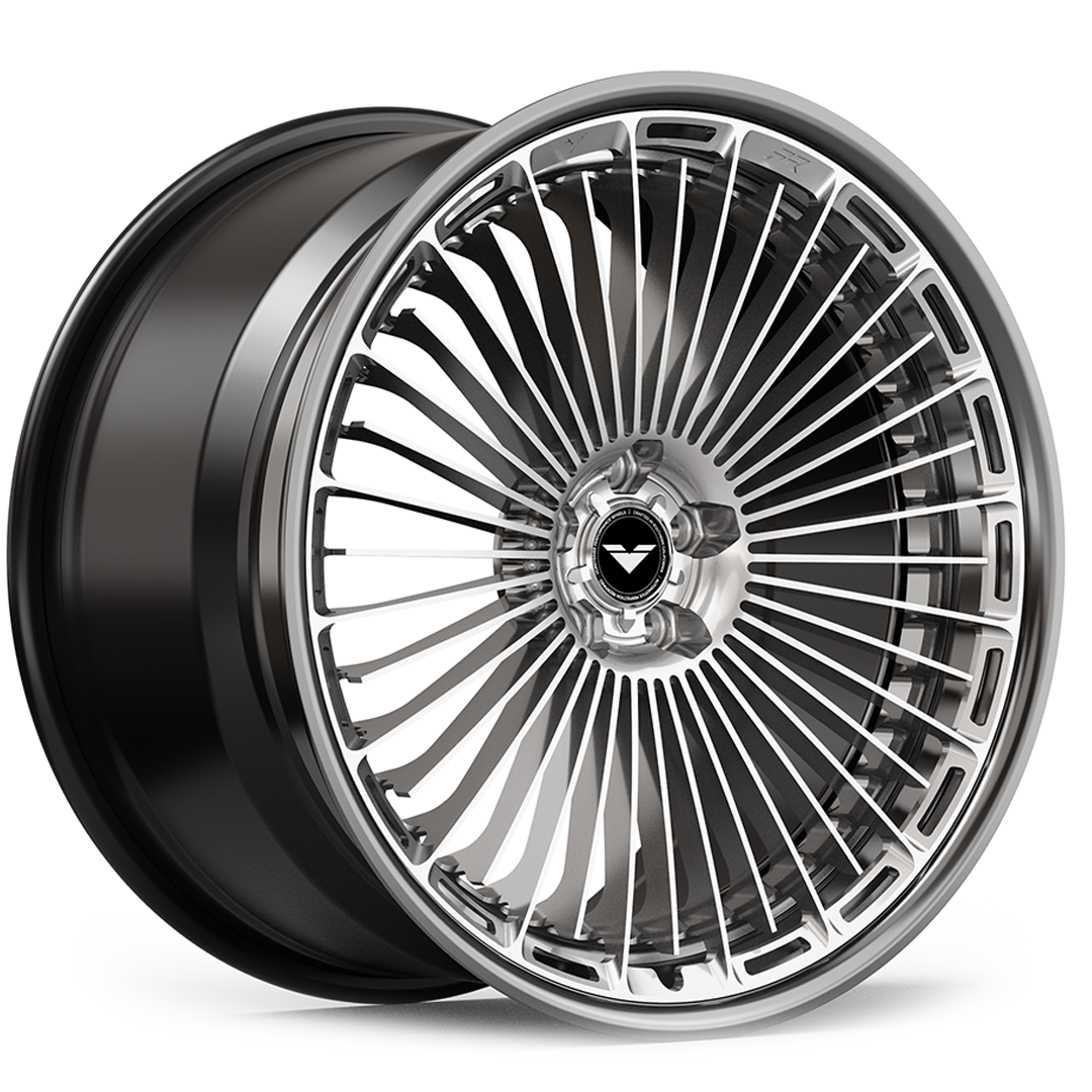 Vorsteiner VE-391 wheel in a silver finish, angled view, alternate