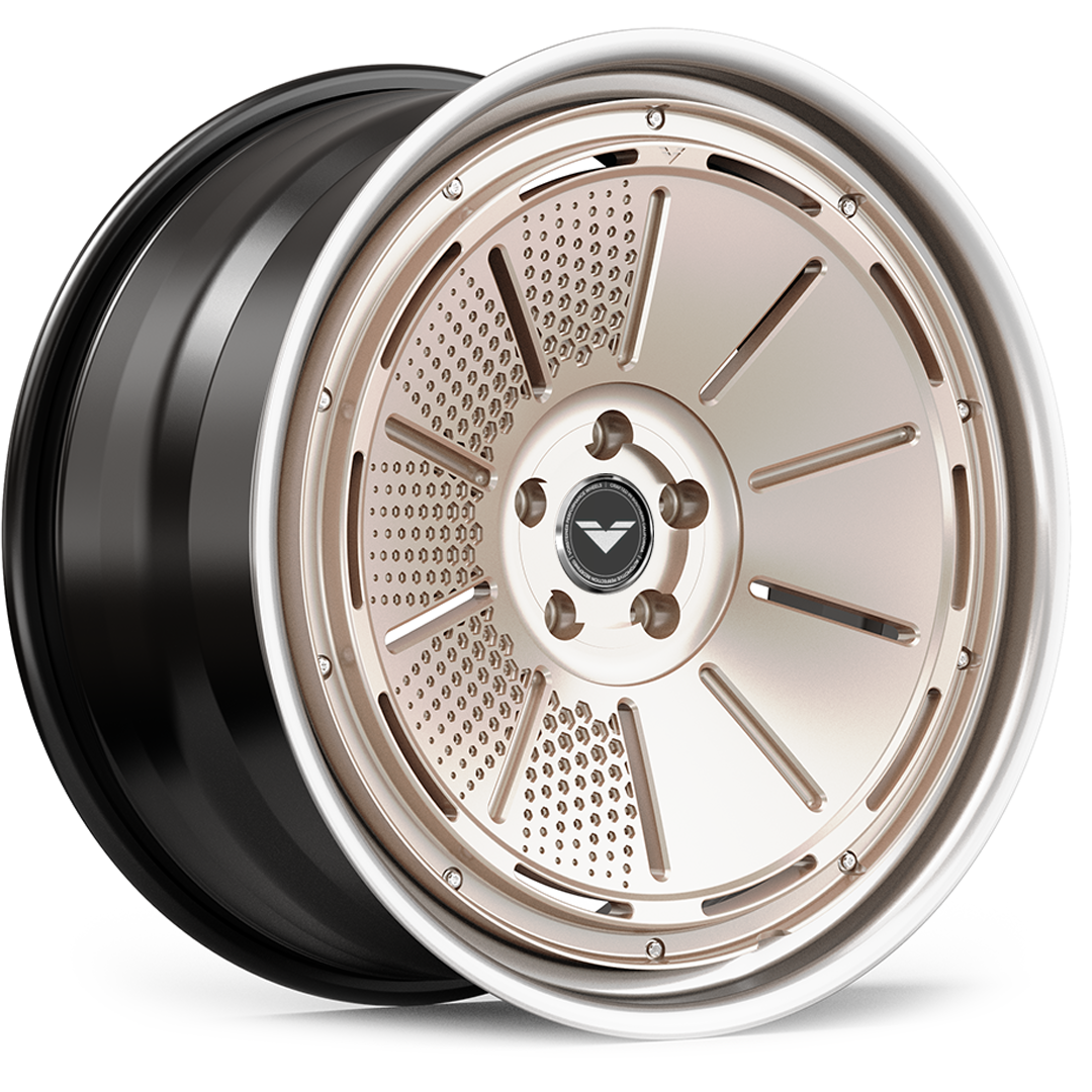 Vorsteiner VE-392 wheel in a bronze finish, angled view