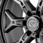 Vorsteiner Venomrex VR-601BL center cap close-up in Tungsten Graphite, for Dodge TRX (20x9), alternate
