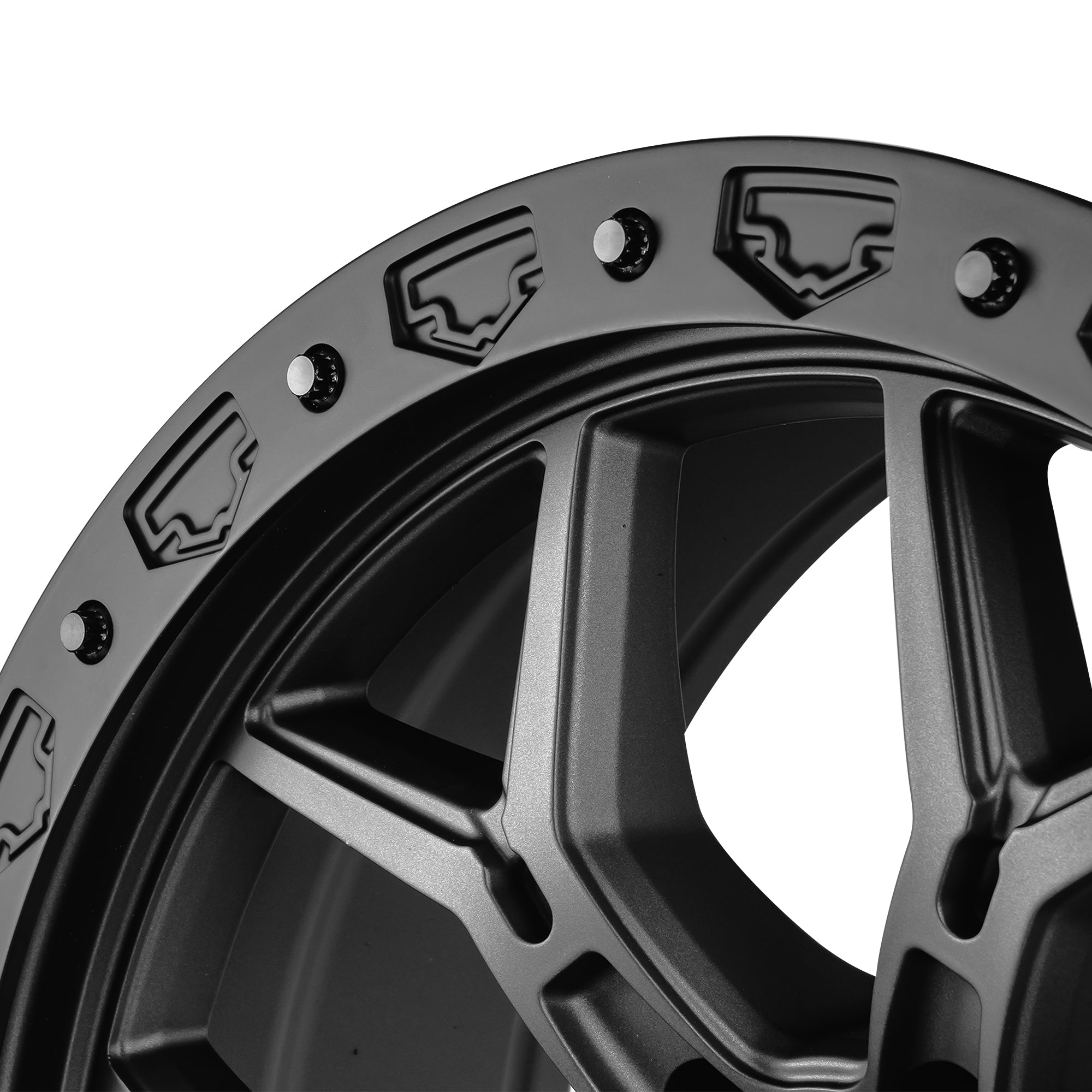 Vorsteiner Venomrex VR-601BL beadlock-style ring close-up in Tungsten Graphite, for Dodge TRX