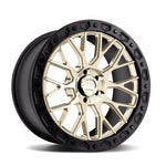 Vorsteiner Venomrex VR-605BL wheel in White Gold, angled view, for Ford Bronco