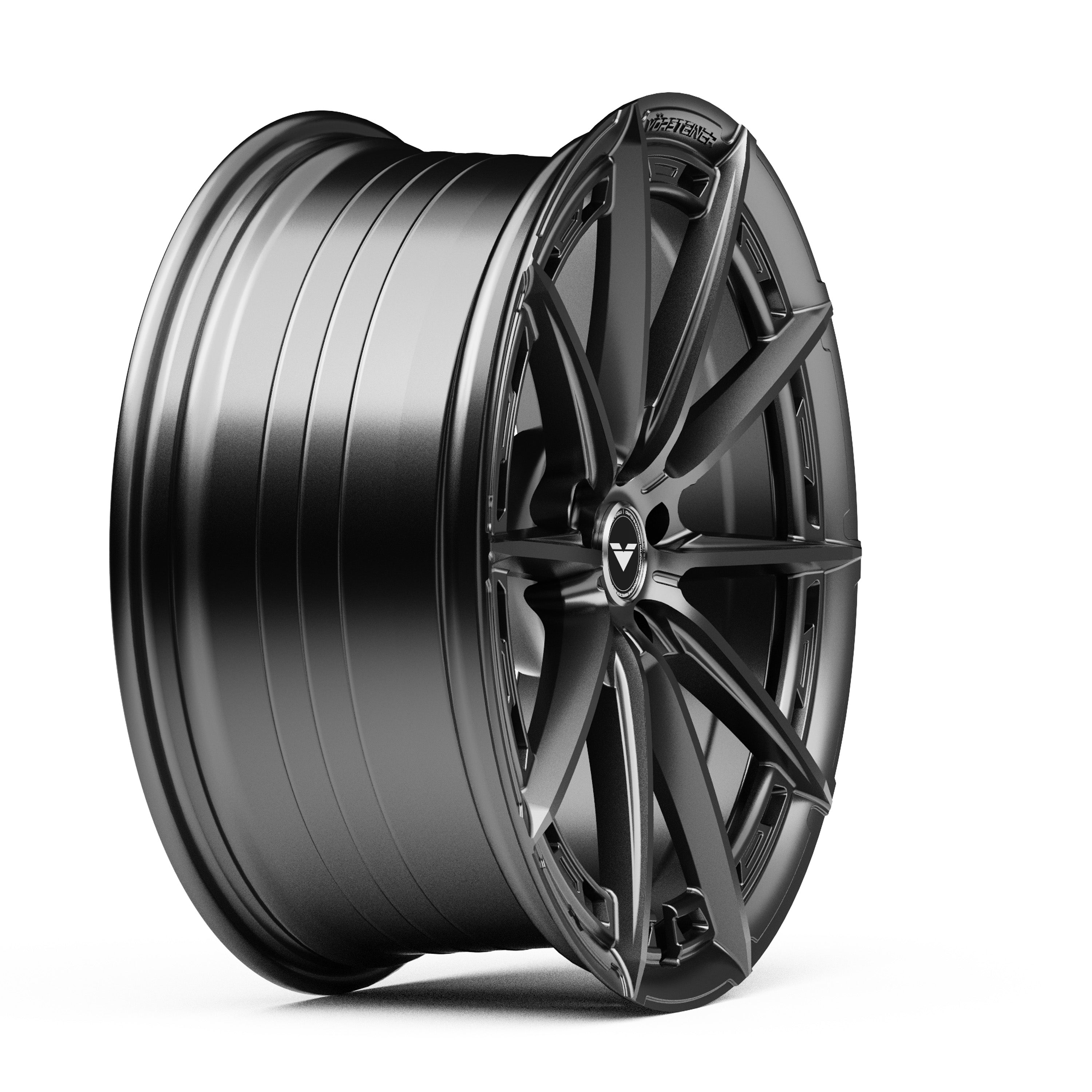 Vorsteiner VFX-001 wheel in Carbon Graphite, side profile, for Tesla Model 3 (20x9/20x10.5)