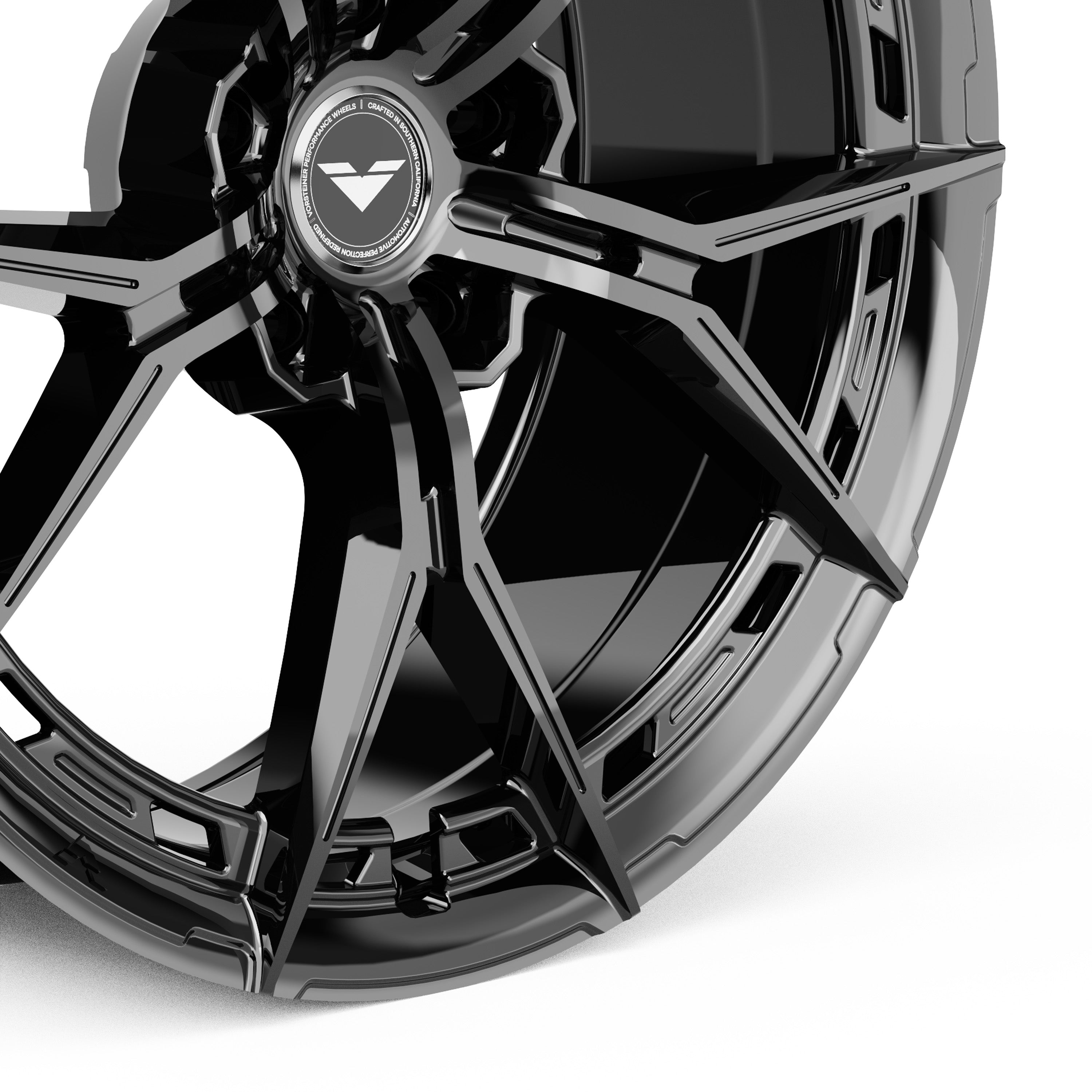 Vorsteiner VFX-002 spoke center close-up in Gloss Black, for BMW M3