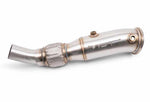 VRSF N20 race downpipe for F30 328i, 228i and 428i, brushed stainless with flex section