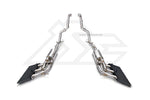 A top view of Fi EXHAUST Valvetronic Cat-Back System for Mercedes-Benz W463A G500 Ultra Edition 2018+ with white background