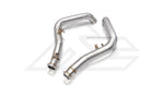 A top view of Fi EXHAUST Valvetronic Cat-Back System for Mercedes-Benz W463A G500 Ultra Edition 2018+ downpipe with white background